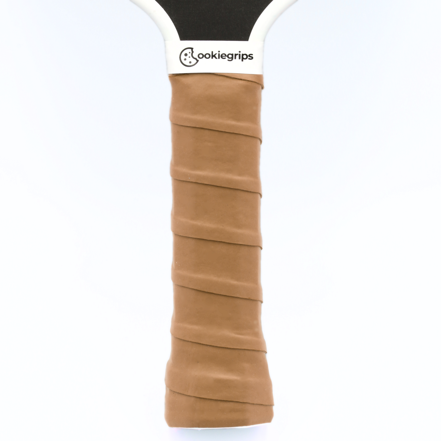 cookiegrips brown orange pickleball overgrip wrapped on paddle handle β tacky grip tape for comfort and control.