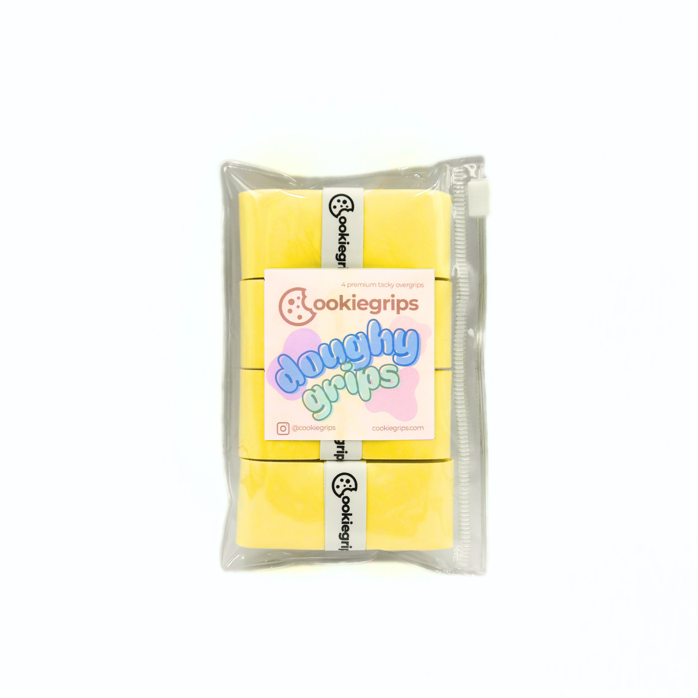 4-pack of Butter cookiegrips Doughy Grips in yellow bakery-style packaging