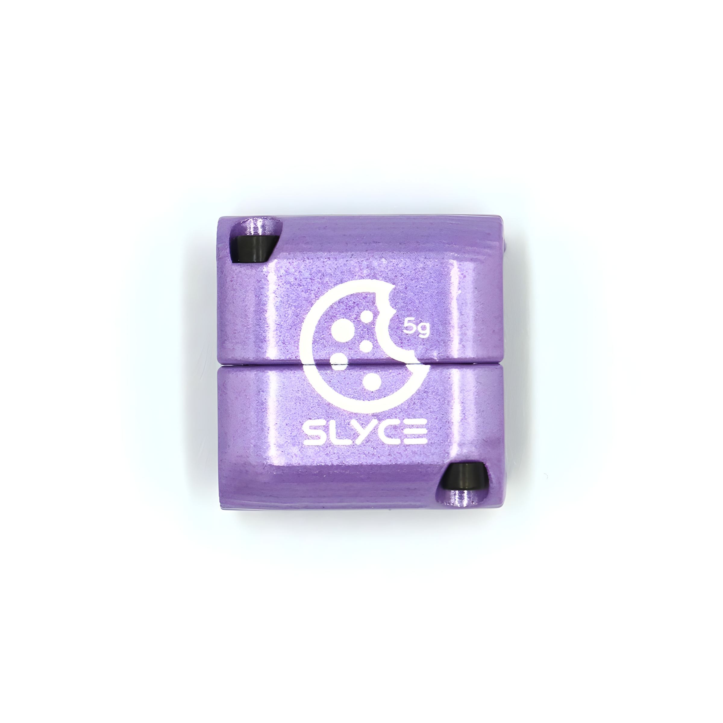 purple 5g cookiegrips x slyce slydr adjustable removable pickleball clamp weight with a white cookie logo.