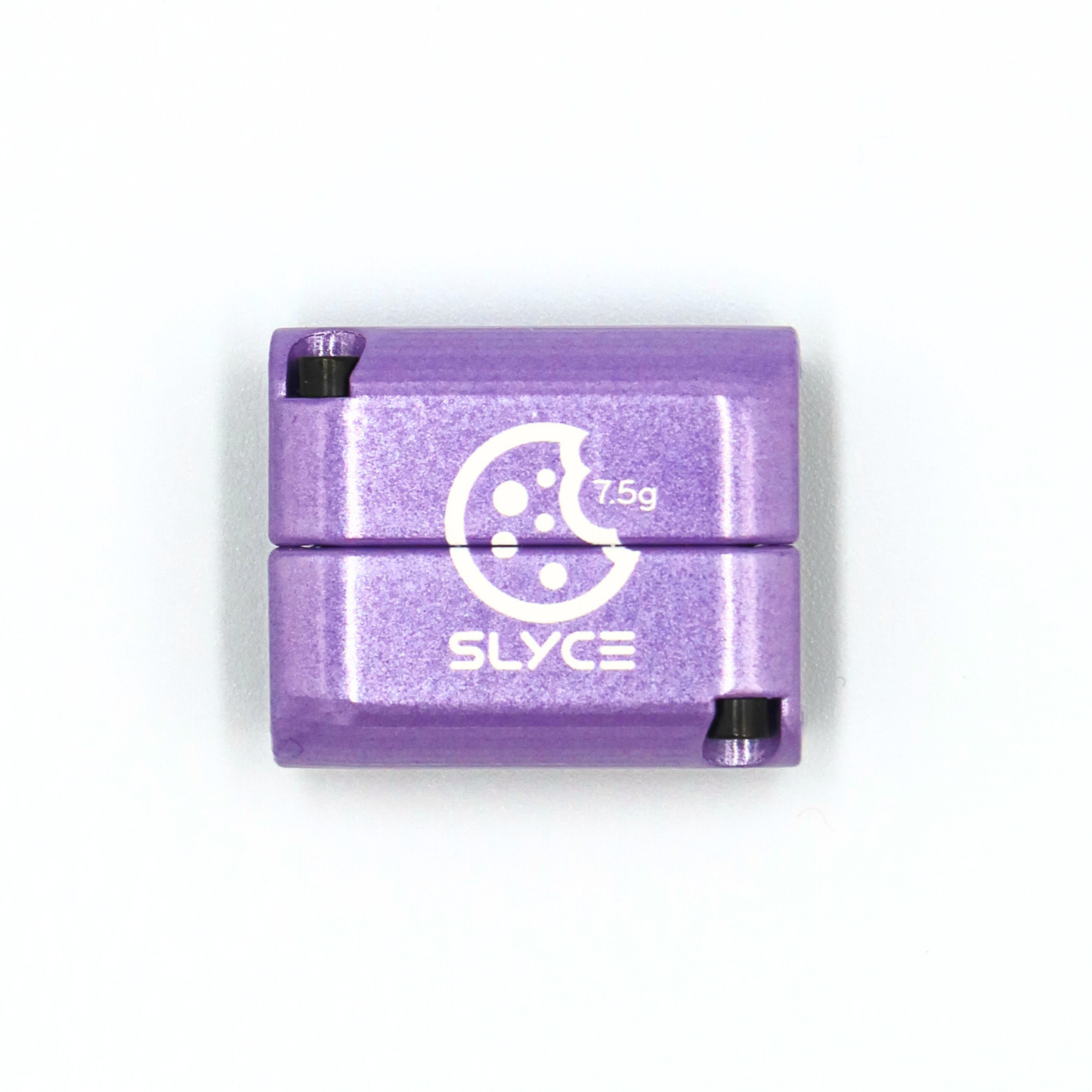 purple 7.5g cookiegrips x slyce slydr adjustable removable pickleball clamp weight with a white cookie logo.