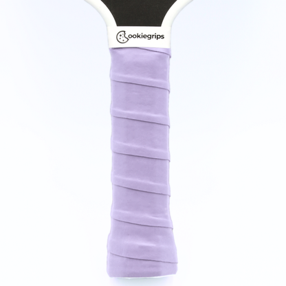 purple cookiegrips pickleball paddle overgrip – soft tacky overgrip applied to paddle handle for comfort and control.