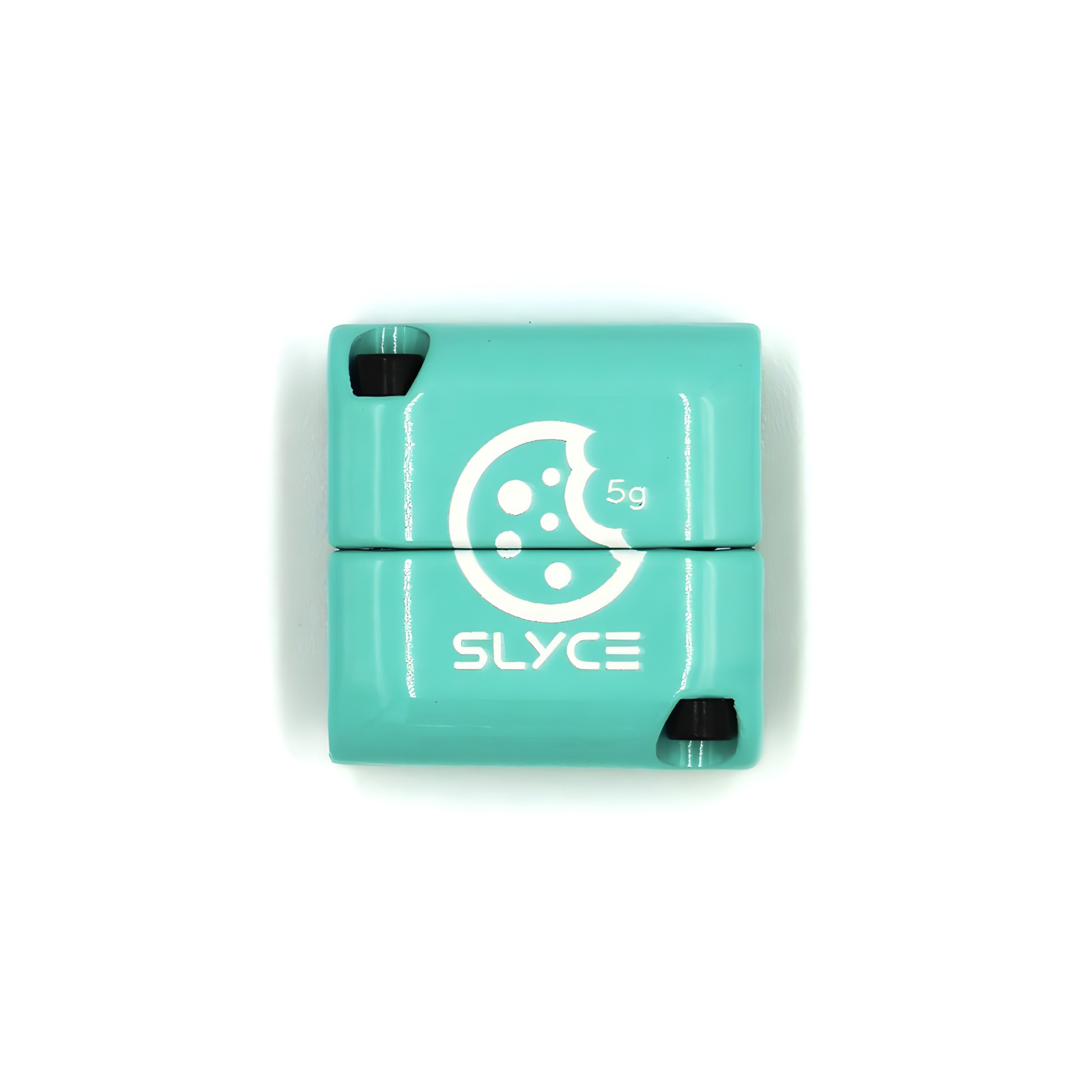 turquoise 5g cookiegrips x slyce slydr adjustable removable pickleball clamp weight with a white cookie logo.