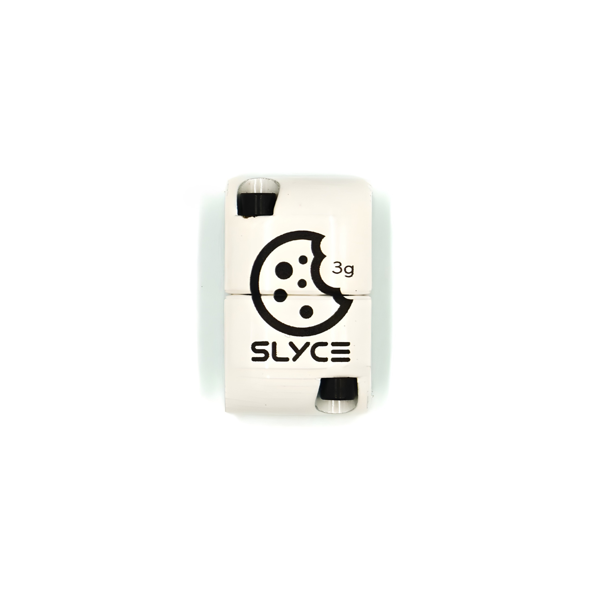 white 3g cookiegrips x slyce slydr adjustable removable pickleball clamp weight with a black cookie logo.