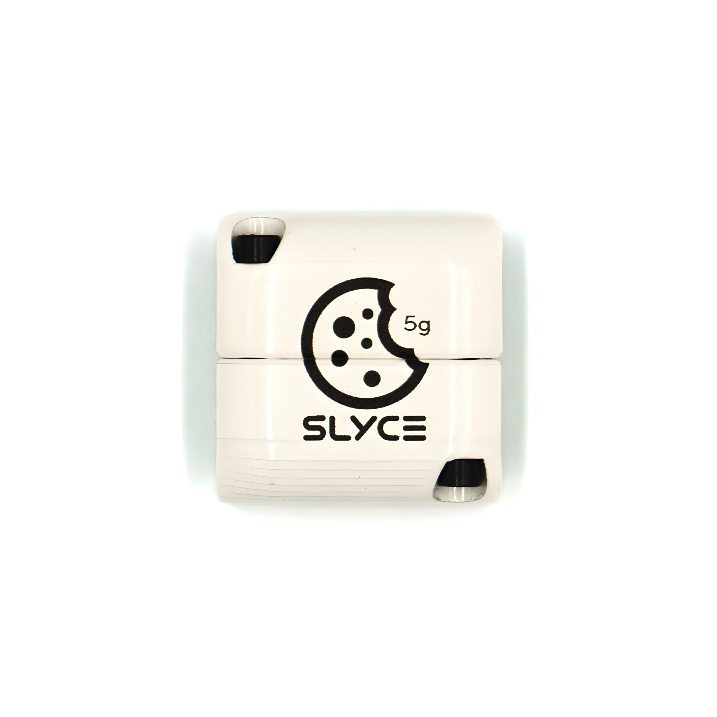 white 5g cookiegrips x slyce slydr adjustable removable pickleball clamp weight with a black cookie logo.