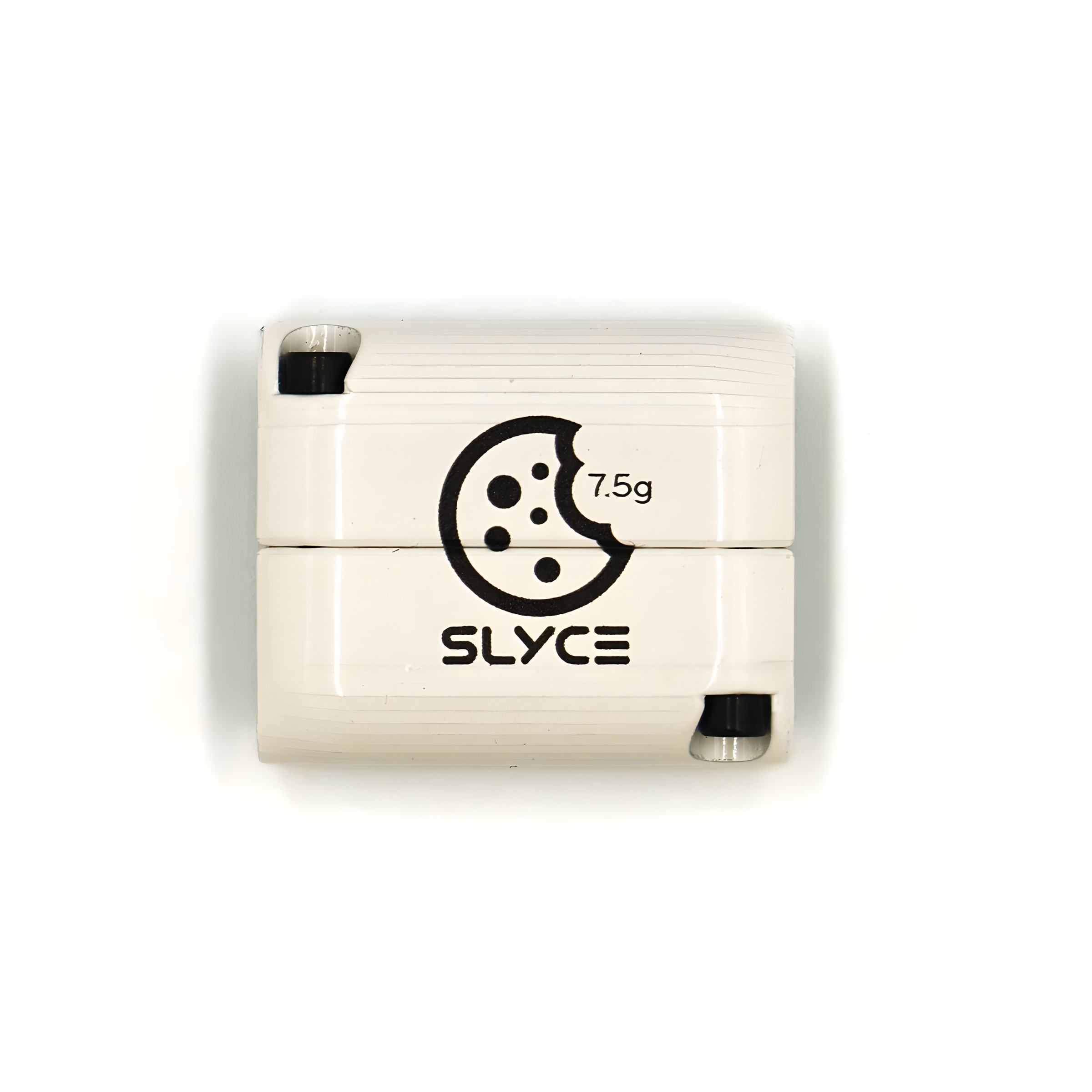 white 7.5g cookiegrips x slyce slydr adjustable removable pickleball clamp weight with a black cookie logo.